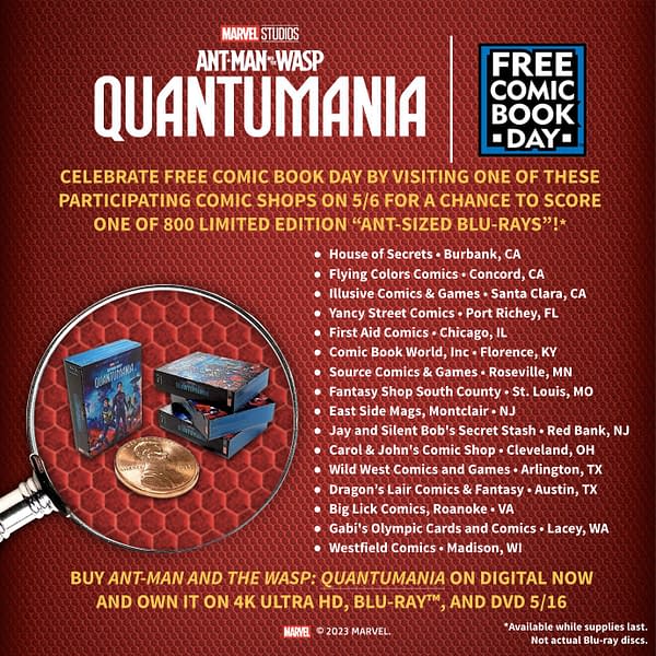 17 Comic Shops Giving Away Ant-Man & The Wasp: Quantummania Blu-Rays