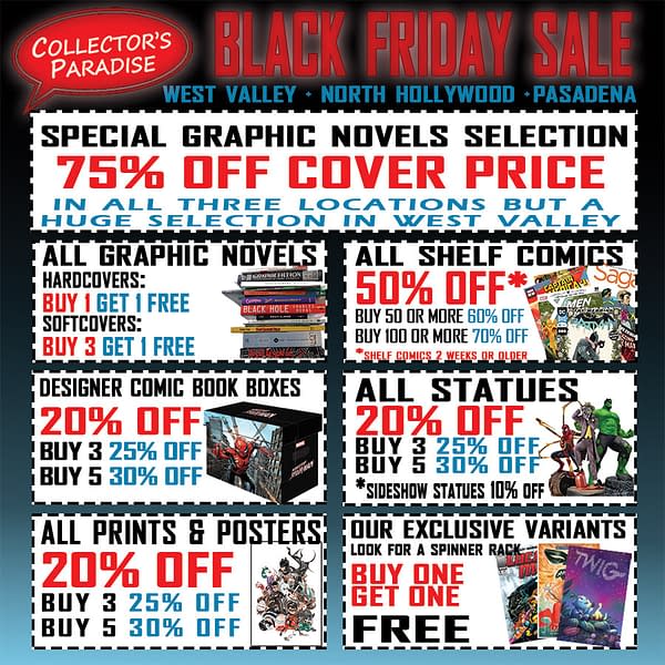 Black Friday Sales Comic Stores
