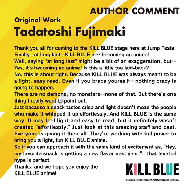 Kill Blue Anime Set for 2026: De-Aged Hitman Heads Back to High School