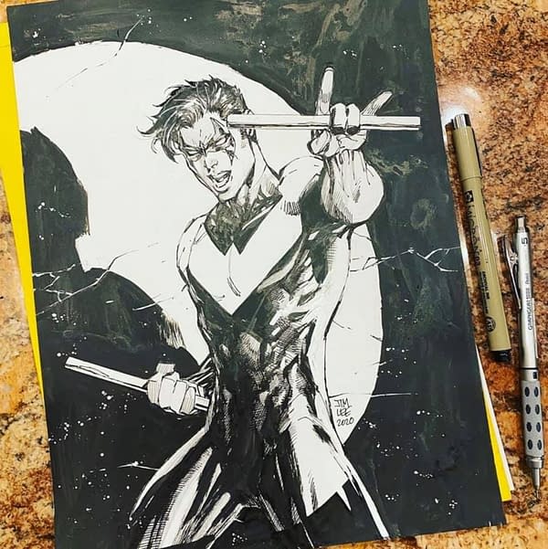 jim lee draws nightwing sketch