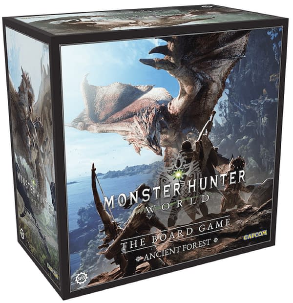 The box for Monster Hunter World: The Board Game's Ancient Forest, by Steamforged Games. The game will be up for crowdfunding on Kickstarter tomorrow.