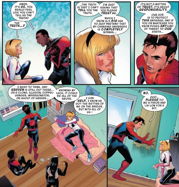 Spider-Man, Mary Jane, Gwen Stacy And Bad Guys, Today (Spoilers)