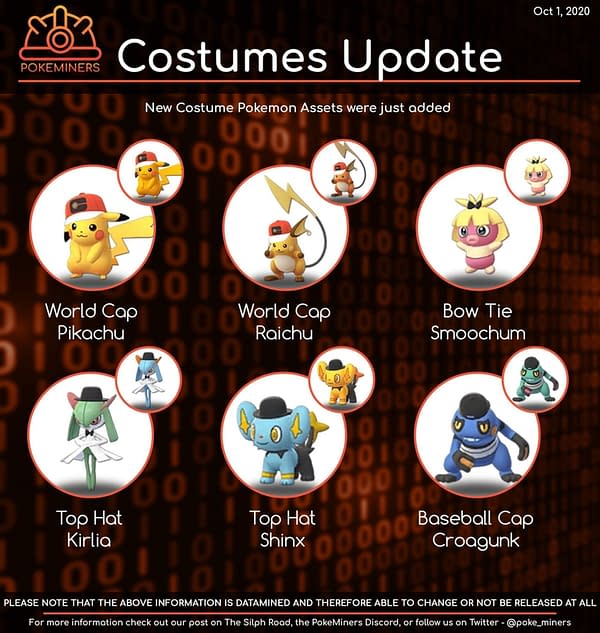 Graphic featuring the newly added costumed Pokémon. Credit: PokeMiners