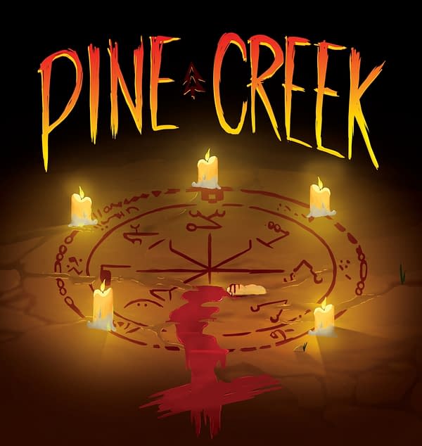 Key art for Incube8 Games' retro murder-mystery game Pine Creek, now available to preorder for your Game Boy Color handheld device!