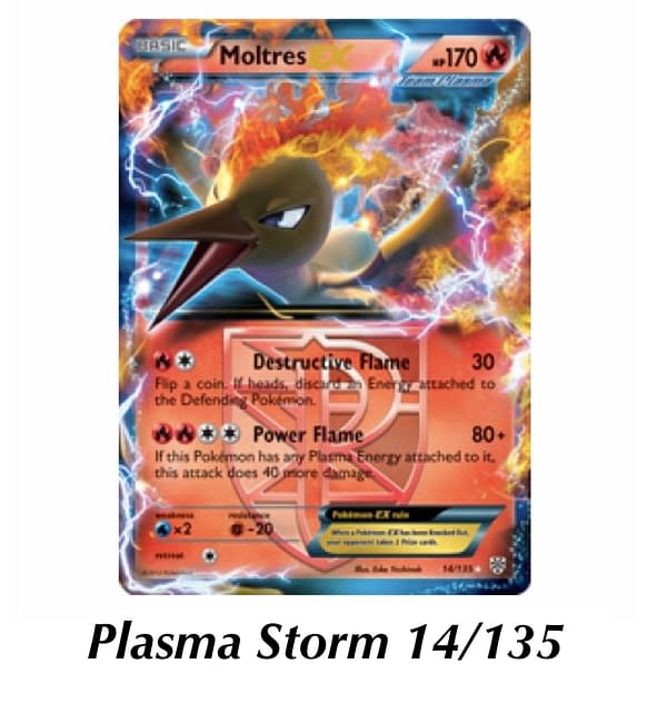 Plasma Storm Moltres. Credit: Pokémon TCG