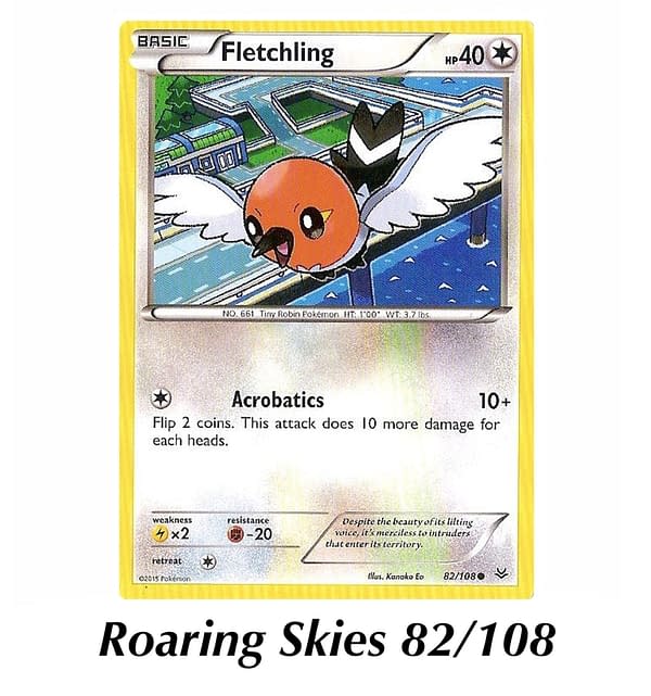 Roaring Skies Fletchling card. Credit: Pokémon TCG