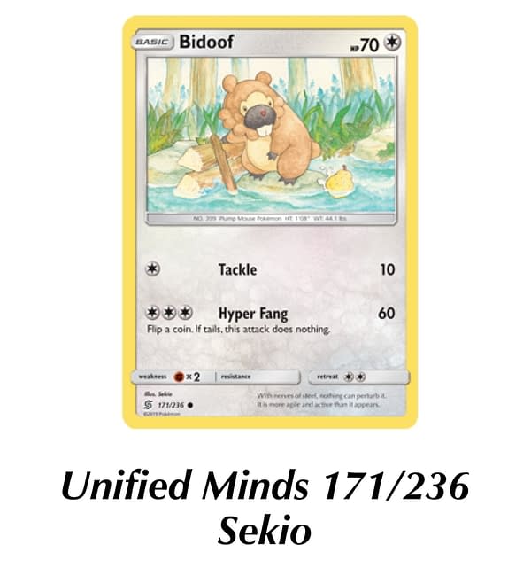 Unified Minds Bidoof. Credit: Pokémon TCG