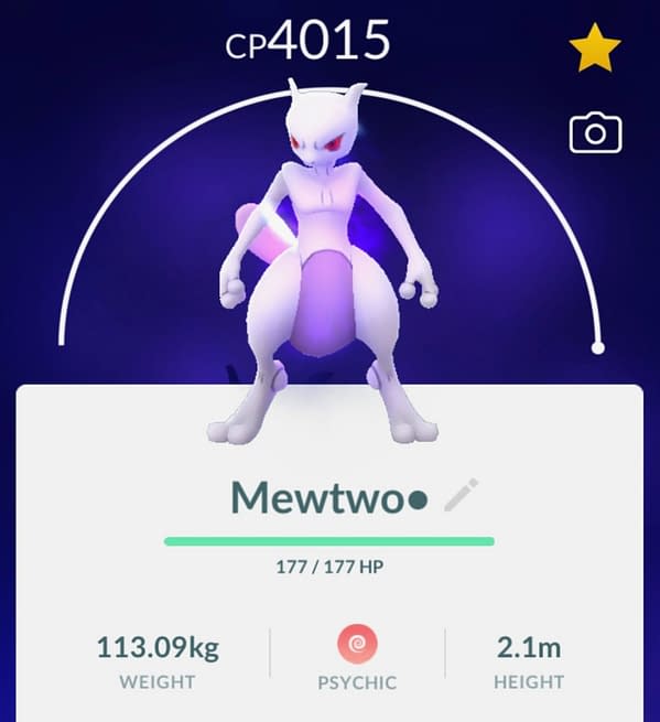 Shadow Mewtwo in Pokémon GO. Credit: Niantic