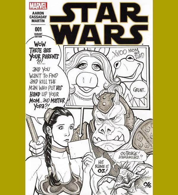 Star Wars Slave Leia and Gamorrean Guard, Frank Cho sketch cover.