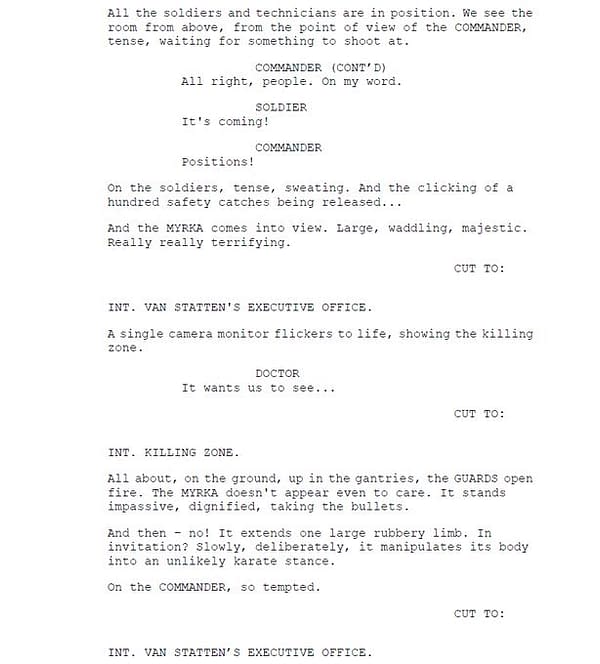 Robert Shearman's fifth page of script extracts from Doctor Who, courtesy of BBC.