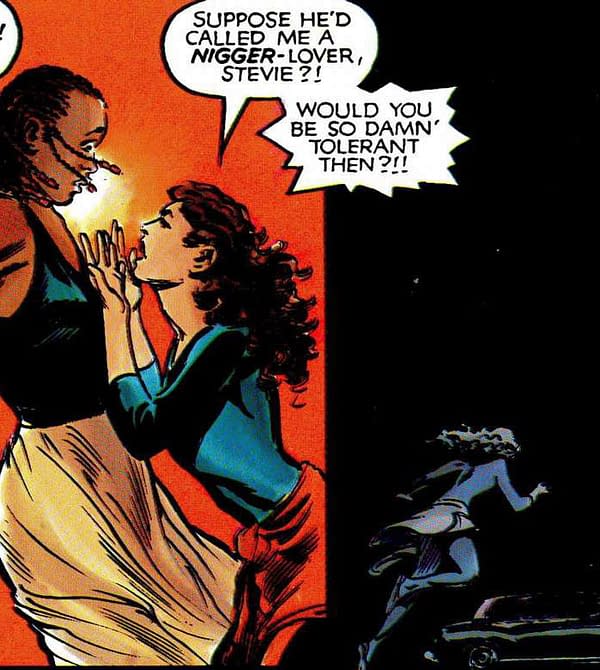 Moment from God Loves, Man Kills that Claremont is referencing (art by Brent Anderson and Steve Oliff)