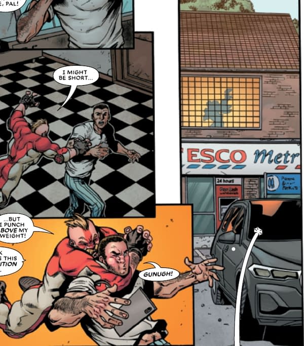 Marvel Superhero Lives Above A Tesco Metro - And Reads i Newspaper