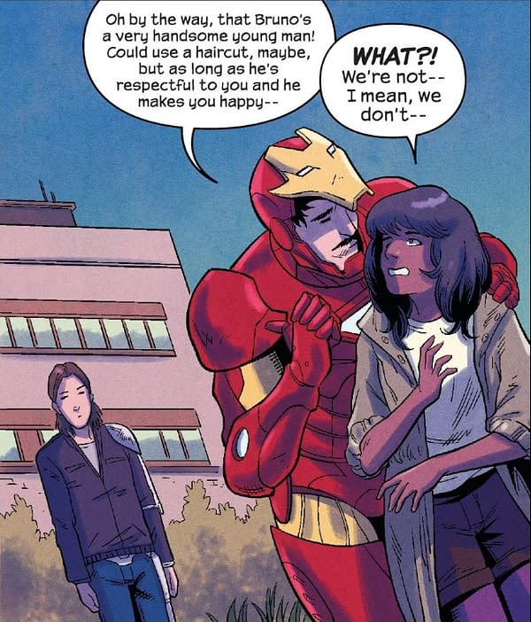 Iron Man Meddling in Teenage Love Affairs in Magnificent Ms. Marvel #9