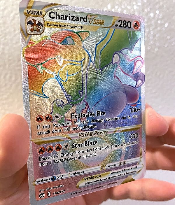 Pokémon TCG: Brilliant Stars Rainbow Charizard VSTAR. Credit: Theo Dwyer