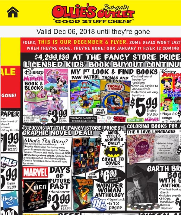 Ollie's Outlets Selling $3.3 Million of Graphic Novels at 80% Off