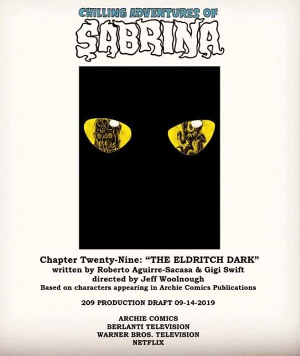Chilling Adventures of Sabrina released the first episode script art. (Image: Netflix)