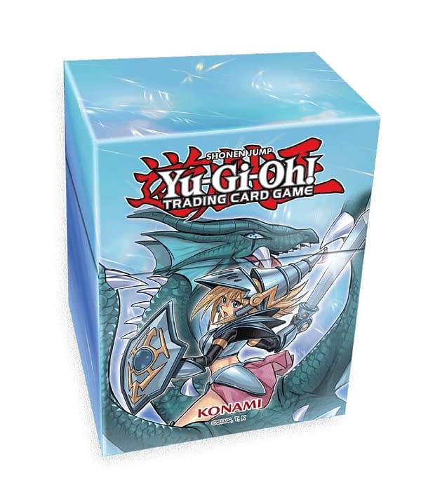 A look at the box for the Yu-Gi-Oh! Dark Magician Girl the Dragon Knight set, courtesy of Konami.