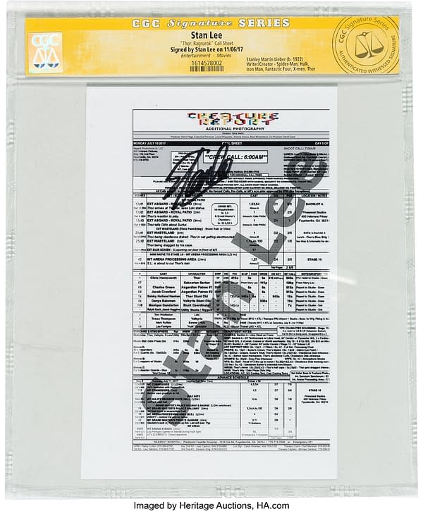 Stan Lee Signed Script Pages and Set Photo on Heritage Auctions