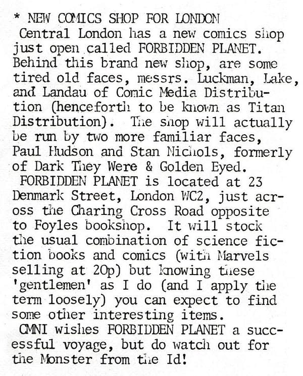 Forbidden Planet Celebrates Its 40th Anniversary in July 2018