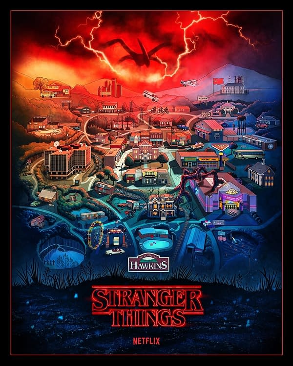 Stranger Things Official Hawkins Map LExplore Town's Mysteries