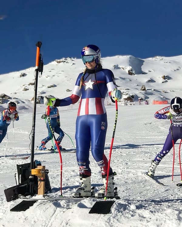 Olympic Skier Lindsey Vonn Hits the Slopes as Captain America