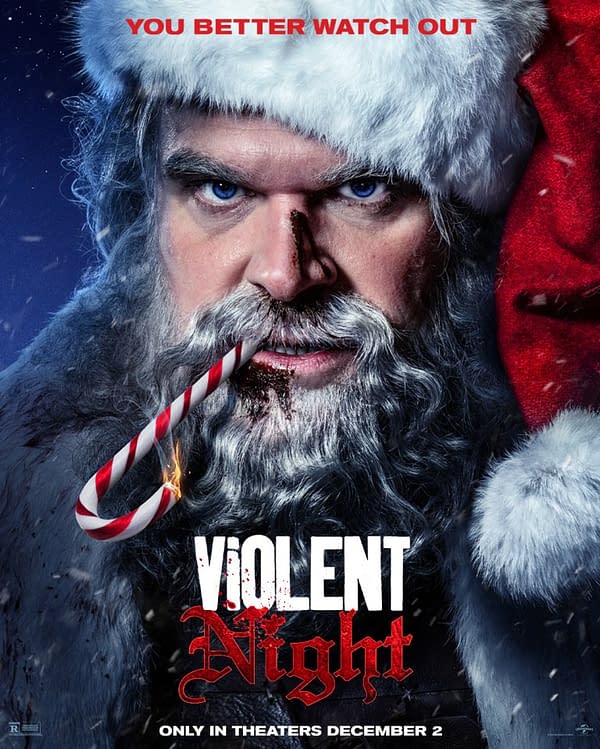 Violent Night Stars David Harbour As A Deranged Santa On Poster