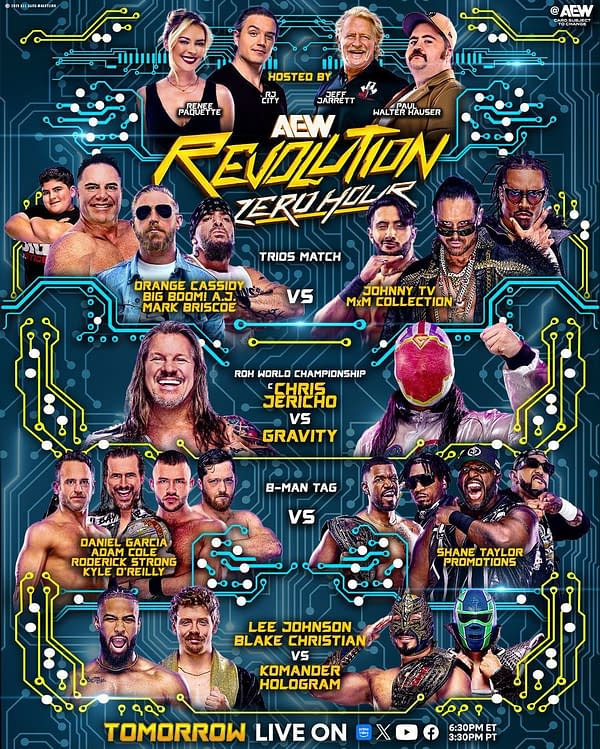 AEW Revolution Zero Hour pre-show match card graphic