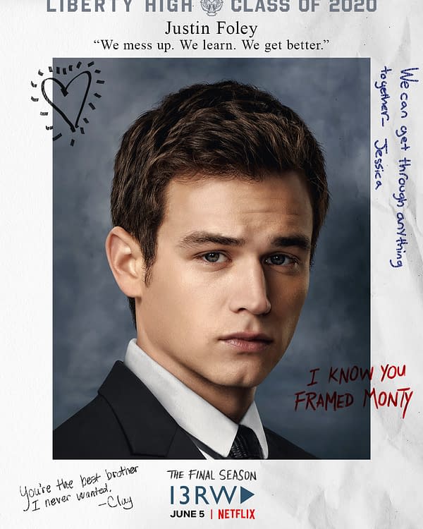 Justin has secrets in 13 Reasons Why, courtesy of Netflix.