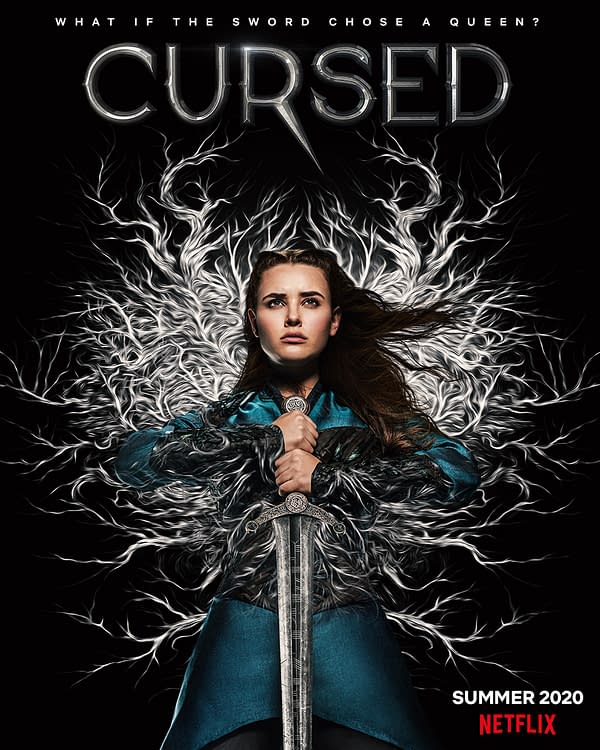Nimue is ready to take on any dangers in Cursed, courtesy of Netflix.