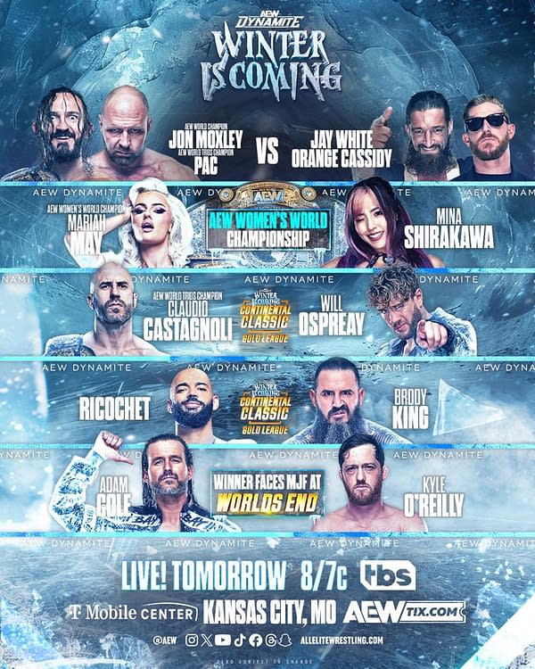 AEW Dynamite: Winter is Coming match graphic that is just so unfair to WWE