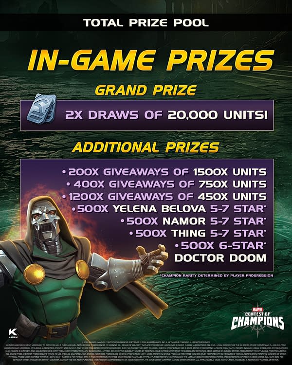 Marvel Contest of Champions Launches Ultimate Doom Sweepstakes