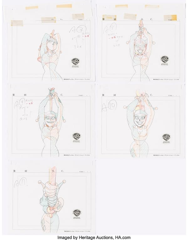 Batman: The Animated Series "Holiday Knights" Harley Quinn Layout Drawing Sequence. Credit: Heritage Auctions