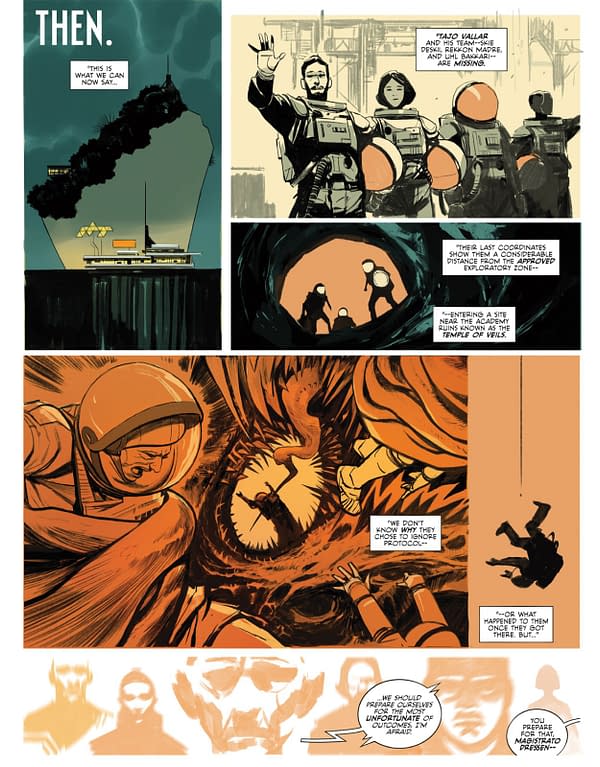 Interior preview page from ARRIVALS #1 MIKE HUDDLESTON COVER