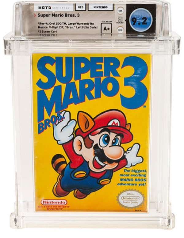 A look at the Super Mario Bros. 3 box that sold this past week, courtesy of Heritage Auctions.