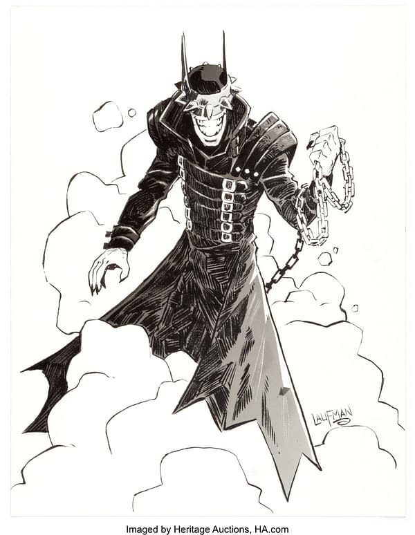 Derek Laufman's illustration of DC's The Batman Who Laughs, now up for auction. Credit: Heritage Auctions