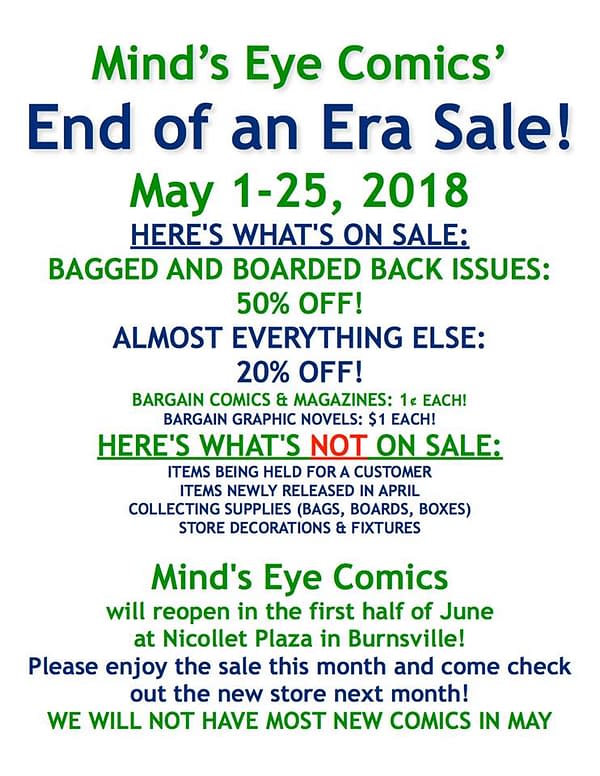 Mind's Eye Comics of Minnesota Closes &#8211; and Then Opens Again