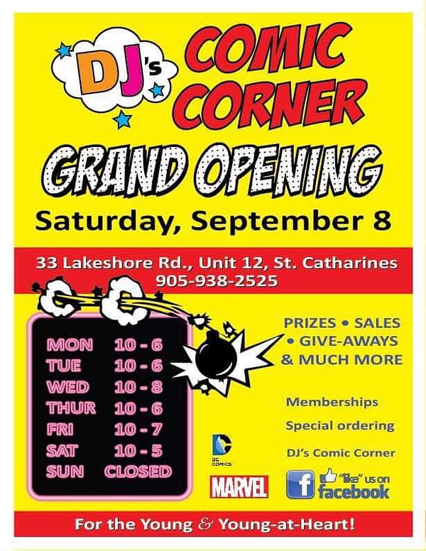 DJ's Comic Corner in St Catherine's, Ontario Opened This Past Weekend