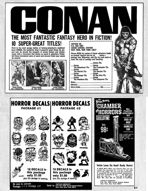 Creepy Back Issues, Conan Novels, and More Great 1970s Comic Ads from Vampirella #1 Replica Edition