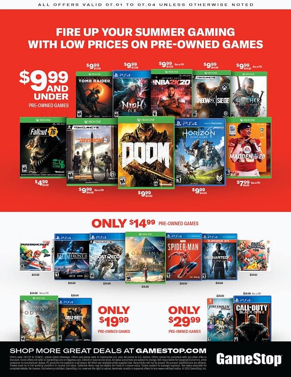 The second page of details for GameStop's Independence Day sales event, which runs from July 1st through July 4th!
