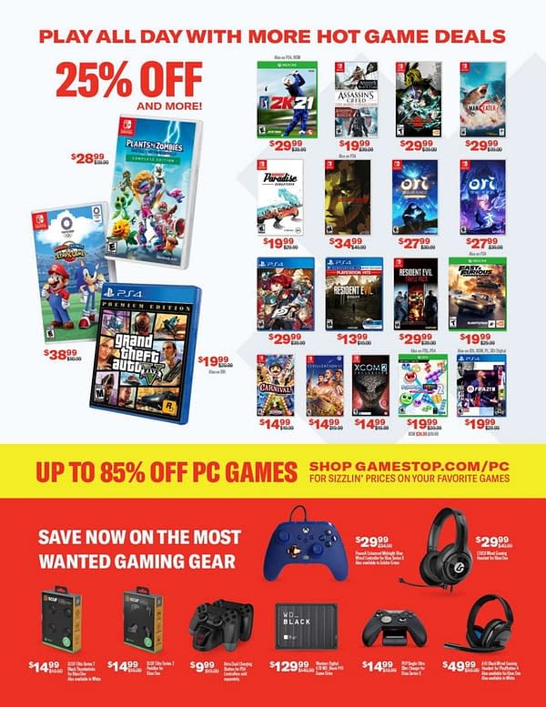 Page four out of five pages worth of deals available during GameStop's Summer sales event.