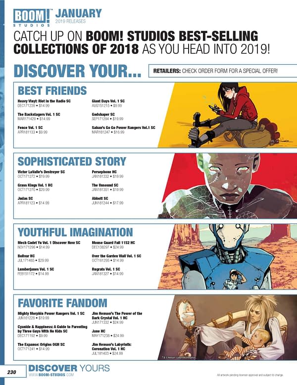 Full Catalog For BOOM! Studios January 2019 Solicitations &#8211; Brings Buffy to the Yard With the Avant-Guards
