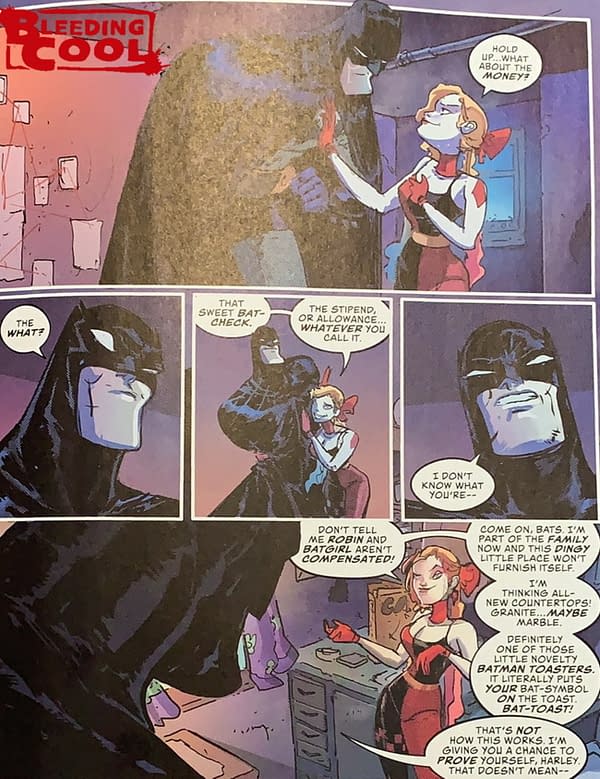 Harley Quinn Would Really Like To Get Paid By Batman (Spoilers)