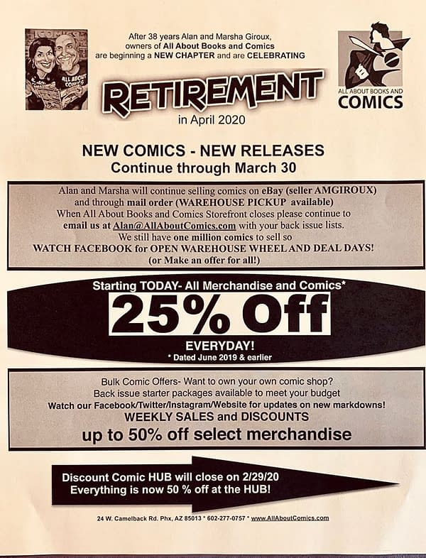 Alan and Marsha to Retire, Close All About Comics