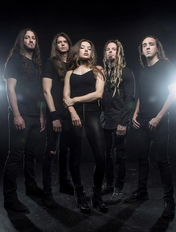 The members of Once Human, a metal quintet band from Los Angeles, California.