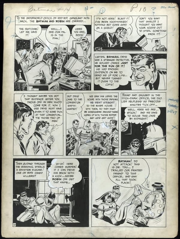 Jerry Robinson Original Batman Artwork From 1942 and 1943 At Auction
