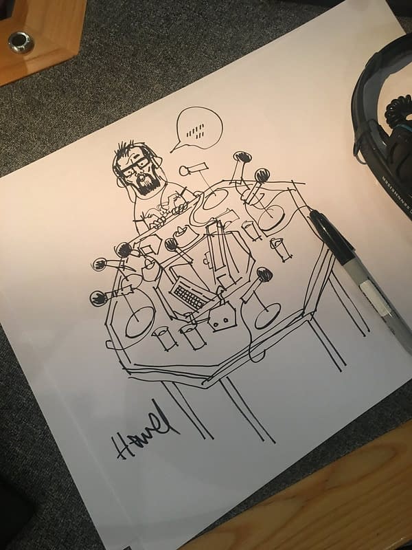Jamie Hewlett Draws BBC Radio 4 Front Row's Stig Abel