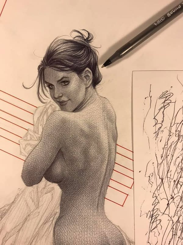 Frank Cho Gets His Ballpoint Out