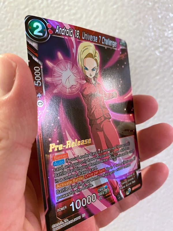 Android 18 pre-release card. Credit: DBSCG