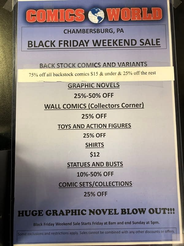 Black Friday Sales In Comic Book Stores
