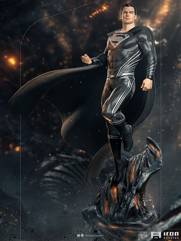 Superman Receives New Black Suit Legacy Statue from Iron Studios 